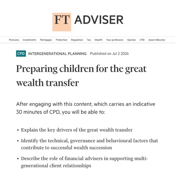 FT Adviser: Preparing children for the great wealth transfer