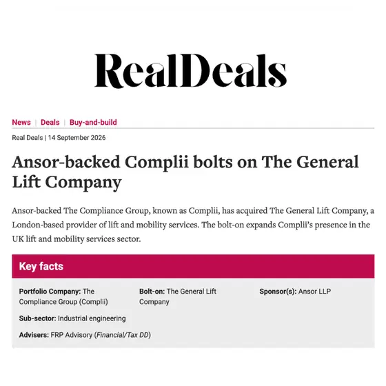 Real Deals: Ansor-backed Complii bolts on The General Lift Company