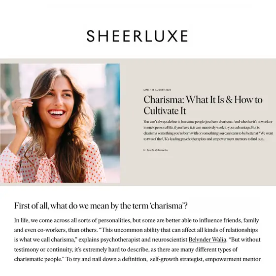 SheerLuxe: Charisma: What It Is & How to Cultivate It